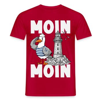 Moin Moin Norden - Maritimes Norddeutsch Design - Männer T-Shirt - Rot - Vorne - AI Model Male 178 dark (178cm)