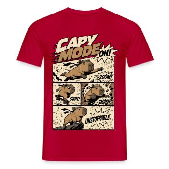 Capy Mode On – Unaufhaltsames Action-Capybara - Männer T-Shirt - Rot - Vorne - AI Model Male 178 dark (178cm)