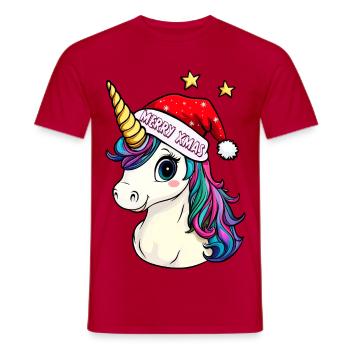 Unicorns Christmas / Merry Xmas - Men's T-Shirt - red - Front - AI Model Male 178 dark (178cm)