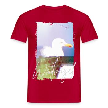 Wading Bird® North Sea Seagull – Beach Chair Moment - Men's T-Shirt - red - Front - AI Model Male 178 dark (178cm)