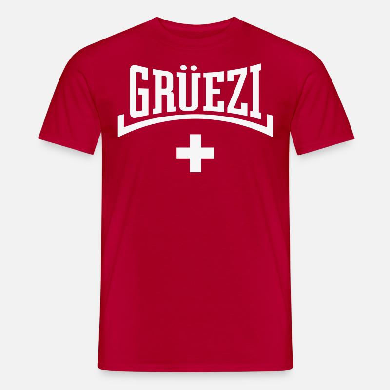 Grüezi (Schweiz / Schweizerfahne / Konkav) - Männer T-Shirt - Rot