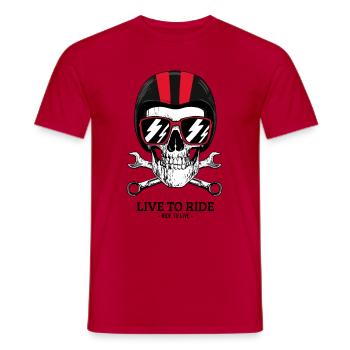 Live to ride, ride to live | T-Shirt biker vintage - T-shirt homme - rouge - Devant - AI Model Male 178 dark (178cm)