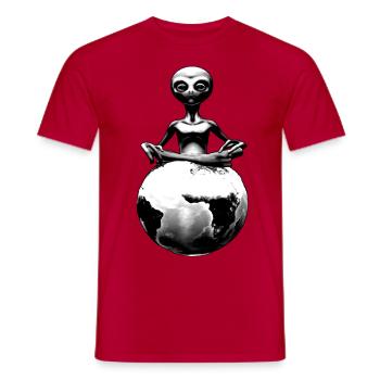 alien on the earth - Men's T-Shirt - red - Front - AI Model Male 178 dark (178cm)