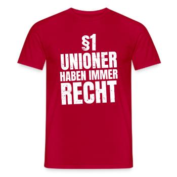 Regel 1 Unioner haben immer recht Fußball Spruch - Männer T-Shirt - Rot - Vorne - AI Model Male 178 dark (178cm)