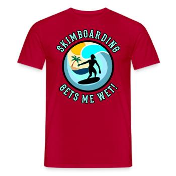 Skimboarding gets me wet! Skimboard Women Saying - Men's T-Shirt - red - Front - AI Model Male 178 dark (178cm)