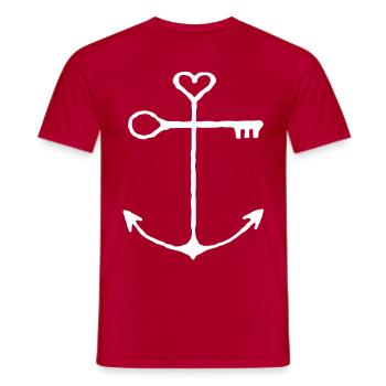 Heart Key Anchor Love Key - Men's T-Shirt - red - Front - AI Model Male 178 dark (178cm)