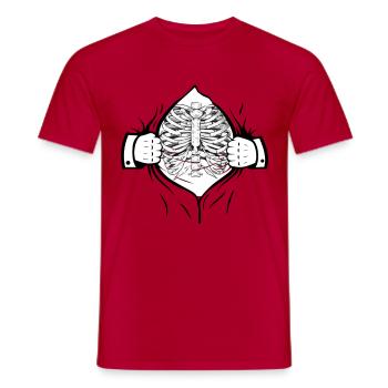 Skelett Brustkorb offen - Männer T-Shirt - Rot - Vorne - AI Model Male 178 dark (178cm)