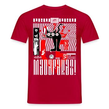 Cat with three eyes - Men's T-Shirt - red - Front - AI Model Male 178 dark (178cm)