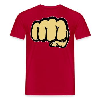 Faust Hand Symbol vorne - Männer T-Shirt - Rot - Vorne - AI Model Male 178 dark (178cm)