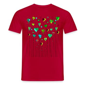 Herzen auf Stiel grüne Herzen herzlichen Dank - Männer T-Shirt - Rot - Vorne - AI Model Male 178 dark (178cm)