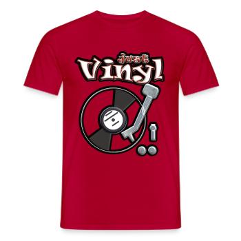 Just Vinyl Turntable metallic - Men's T-Shirt - red - Front - AI Model Male 178 dark (178cm)