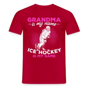 Eishockey Grandma is my Name Ice Hockey Is My Game - Männer T-Shirt - Rot - Vorne - AI Model Male 178 dark (178cm)