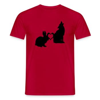 Wolf loves bunny animal nature gift - Men's T-Shirt - red - Front - AI Model Male 178 dark (178cm)