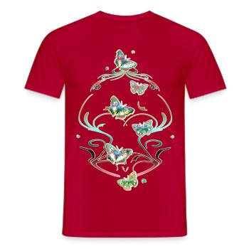 Schmetterlinge Ranken Ornamente Muster - Männer T-Shirt - Rot - Vorne - AI Model Male 178 dark (178cm)