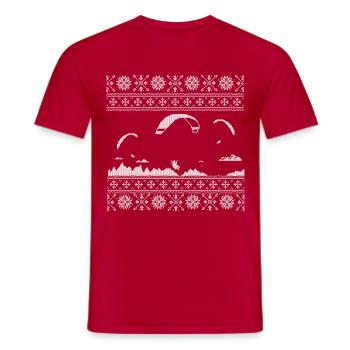 Gleitschirmflieger Strickmuster - Männer T-Shirt - Rot - Vorne - AI Model Male 178 dark (178cm)
