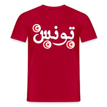 Initial Tunisia in Arabic - Men's T-Shirt - red - Front - AI Model Male 178 dark (178cm)