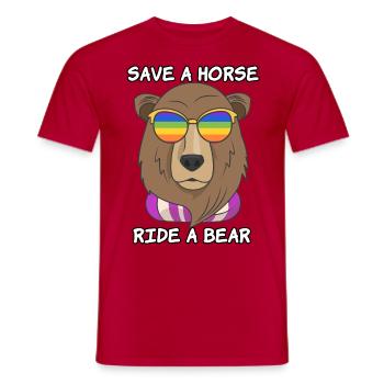 Save a horse ride a bear Funny Gay Pride Shirt - Men's T-Shirt - red - Front - AI Model Male 178 dark (178cm)