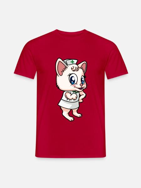 Lustige Krankenschwester Katze Arzt Medicin - Männer T-Shirt - Rot