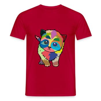 Little colorful cute cat - Men's T-Shirt - red - Front - AI Model Male 178 dark (178cm)