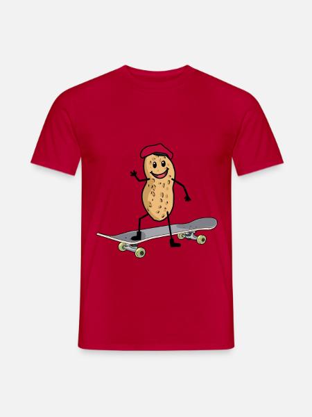 Skateboard Skater Sport Erdnuss Erdnüsse Nuss Kind - Männer T-Shirt - Rot