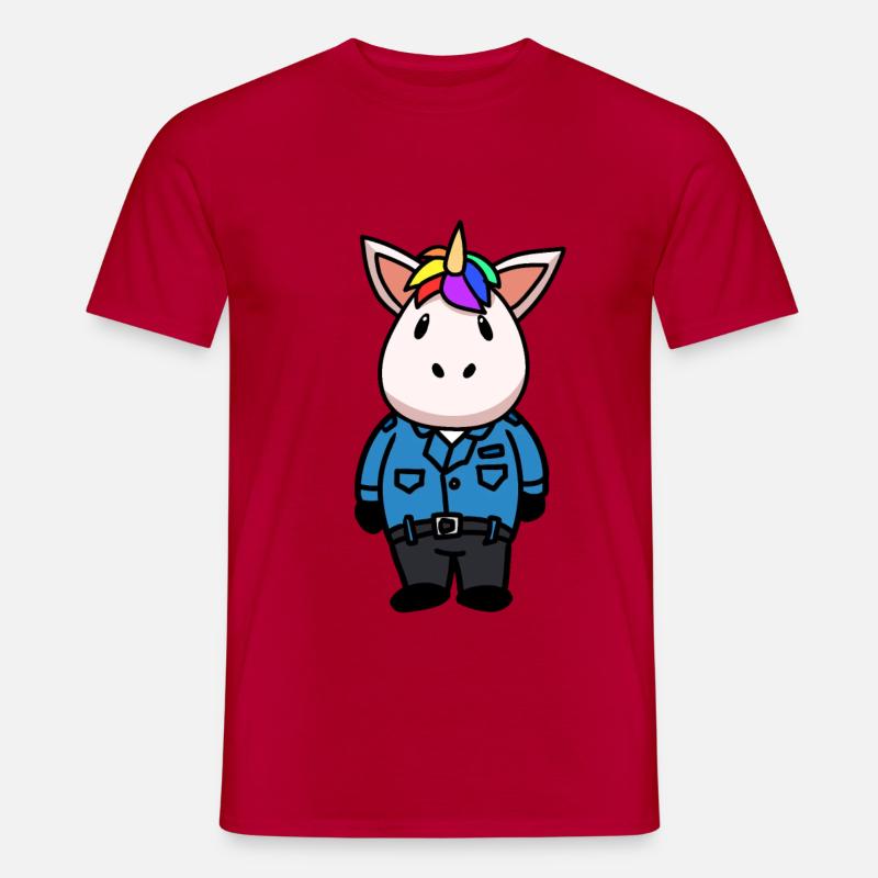 Polizei Einhorn Polizist Blaulicht Einsatz Kinder - Männer T-Shirt - Rot
