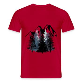 Forest Mountains Nature Wilderness black white Scouts - Men's T-Shirt - red - Front - AI Model Male 178 dark (178cm)