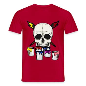 Totenkopf Künstler Maler Berufe Job Pinsel - Männer T-Shirt - Rot - Vorne - AI Model Male 178 dark (178cm)