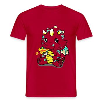 Dragon Crickets Fantasy Kids Baby Snack - Men's T-Shirt - red - Front - AI Model Male 178 dark (178cm)