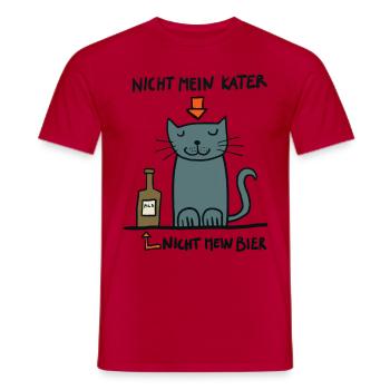 nicht mein Kater - nicht mein Bier - Männer T-Shirt - Rot - Vorne - AI Model Male 178 dark (178cm)