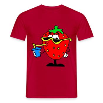 Strawberry Drinking Sunglasses - Men's T-Shirt - red - Front - AI Model Male 178 dark (178cm)