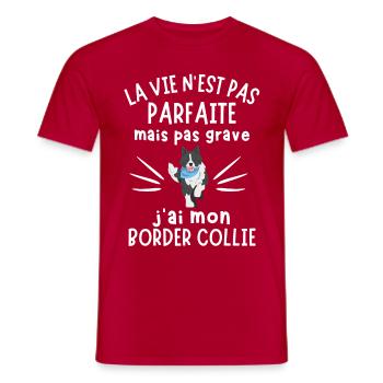 La vie nest pas parfaite mais jai border collie - T-shirt homme - rouge - Devant - AI Model Male 178 dark (178cm)