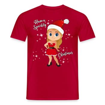 Passez un NoĂŤl scintillant les filles - T-shirt homme - rouge - Devant - AI Model Male 178 dark (178cm)