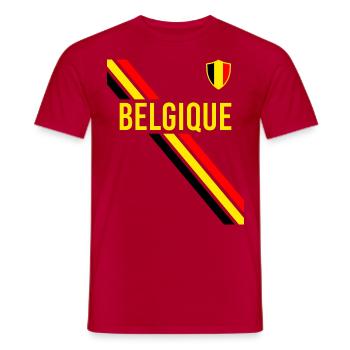 Fußball Flagge Fahne Belgique Belgien Belgium - Männer T-Shirt - Rot - Vorne - AI Model Male 178 dark (178cm)