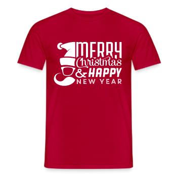 Frohe Weihnachten und einen guten Rutsch ins neue Jahr - Männer T-Shirt - Rot - Vorne - AI Model Male 178 dark (178cm)