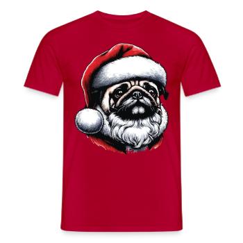 Christmas Santa Pug - Men's T-Shirt - red - Front - AI Model Male 178 dark (178cm)