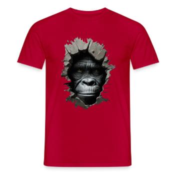 Gorilla im Loch - Männer T-Shirt - Rot - Vorne - AI Model Male 178 dark (178cm)