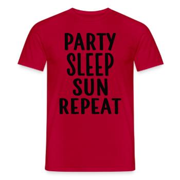Party Sleep Sun Repeat – Summer Lifestyle - Men's T-Shirt - red - Front - AI Model Male 178 dark (178cm)