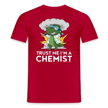 Dino Chemists Laboratory Chemistry Children Gift - Men's T-Shirt - red - Front - AI Model Male 178 dark (178cm)