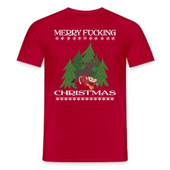 Merry Fucking Christmas Frohe Weihnachten Xmas - Männer T-Shirt - Rot - Vorne - AI Model Male 178 dark (178cm)