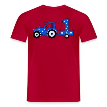 Tracteur 1er anniversaire - T-shirt homme - rouge - Devant - AI Model Male 178 dark (178cm)