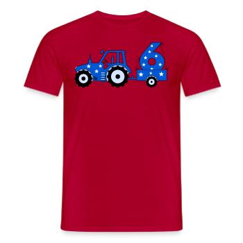 Tracteur du 6ème anniversaire - T-shirt homme - rouge - Devant - AI Model Male 178 dark (178cm)