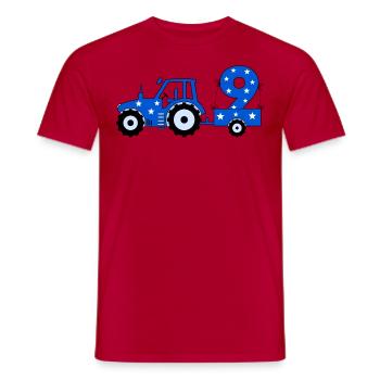 9th Birthday Tractor - Men's T-Shirt - red - Front - AI Model Male 178 dark (178cm)