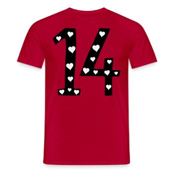 14 Geburtstag mit Herz - Männer T-Shirt - Rot - Vorne - AI Model Male 178 dark (178cm)