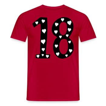 18e anniversaire avec cœur - T-shirt homme - rouge - Devant - AI Model Male 178 dark (178cm)