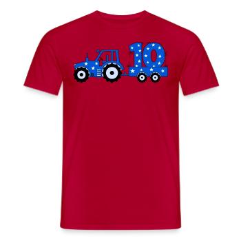 10th birthday tractor - Men's T-Shirt - red - Front - AI Model Male 178 dark (178cm)