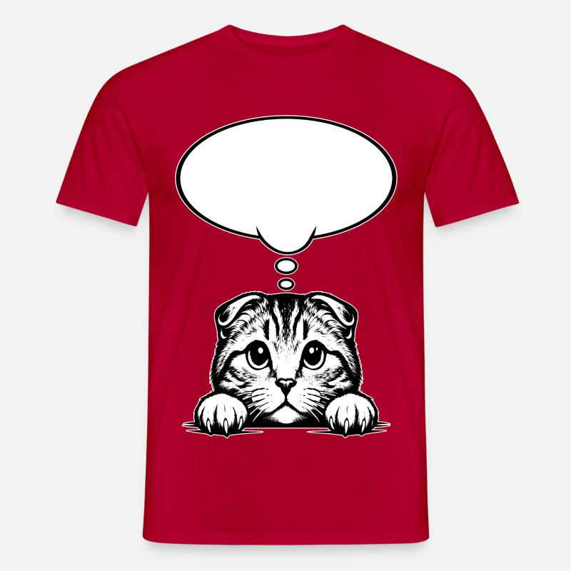 Scottish Fold-eared Cat Speech Bubble - Men's T-Shirt - red