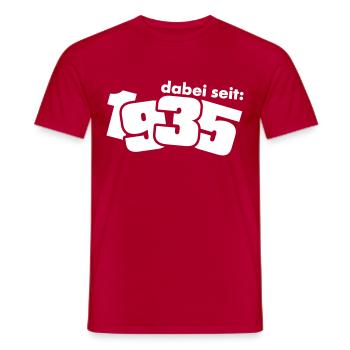 Dabei seit Jahrgang 1935 geboren - Männer T-Shirt - Rot - Vorne - AI Model Male 178 dark (178cm)