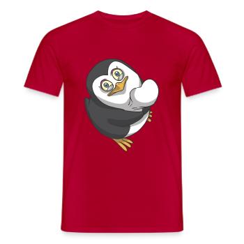 Une idée cadeau coeur de pingouins - T-shirt homme - rouge - Devant - AI Model Male 178 dark (178cm)