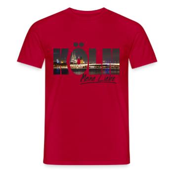 Cologne mon amour avec une photo de la cathédrale de Cologne - T-shirt homme - rouge - Devant - AI Model Male 178 dark (178cm)