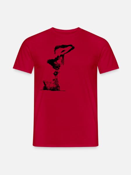 Husky schnuppert im Schnee - Männer T-Shirt - Rot